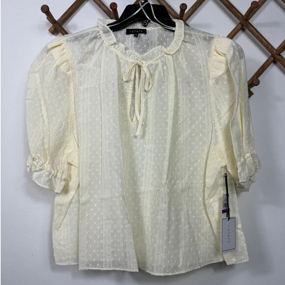 New 1.STATE Tie V-Neck Top in Toasted Ivory (Plus) Size XXL - Picture 2 of 9